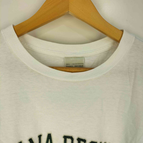 バナナリパブリック BANANA REPUBLIC 80-90s USA製 safari&travel 袖&裾シングル ロゴプリント クルーネックTシャツ メンズ import:S