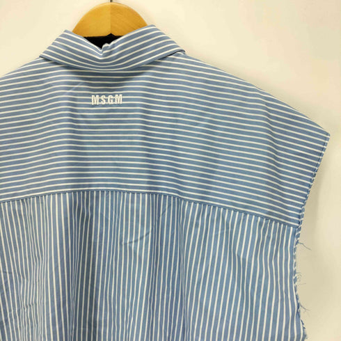 エムエスジーエム MSGM カットオフ ノースリーブ ストライプシャツ レディース EUR:40