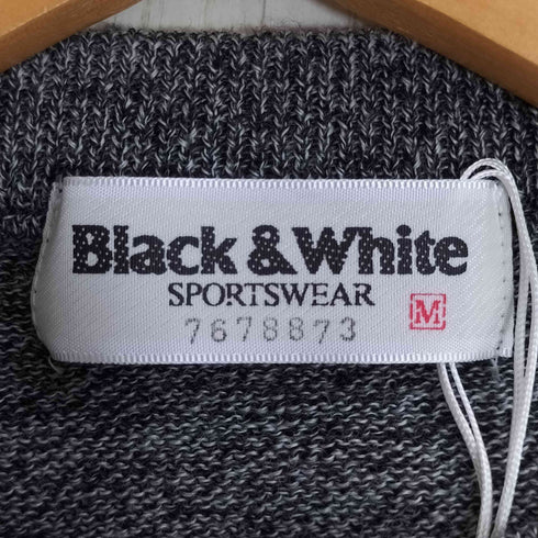 ブラックアンドホワイト BLACK&WHITE 袖ロゴ刺繍 アーガイル クルーネック ニット メンズ import:M