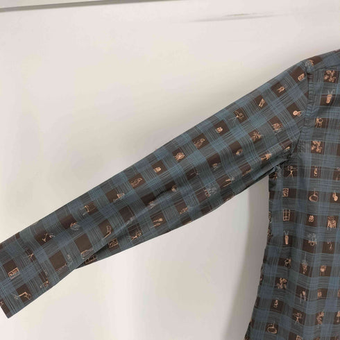 ポールスミスコレクション Paul Smith COLLECTION チェック&ミッドセンチュリーモダンプリント シャツ メンズ import:S