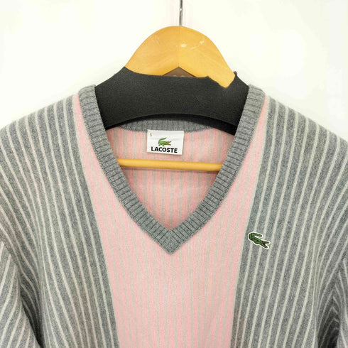 ラコステ LACOSTE ワンポイントロゴ ストライプ切替 ウール Vネックニット メンズ 5