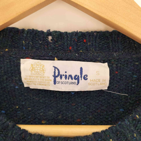 プリングル Pringle 90S スコットランド製 クルーネック メランジ リブ編み ニット メンズ import:S