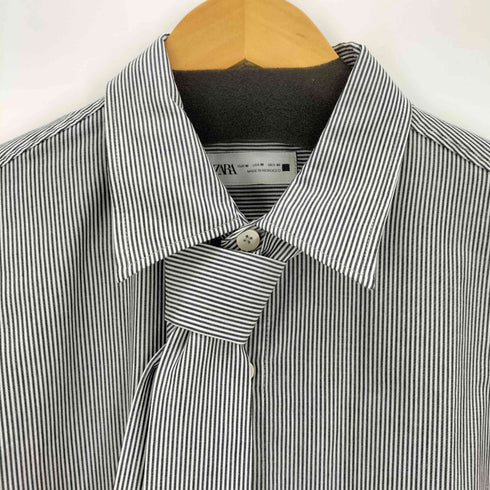 ザラ ZARA ボウタイ L/Sストライプシャツ メンズ import:M