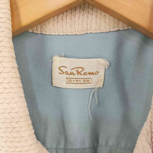 San Remo 50-60s テクスチャー切替 レーヨン オープンカラーシャツ メンズ import:M