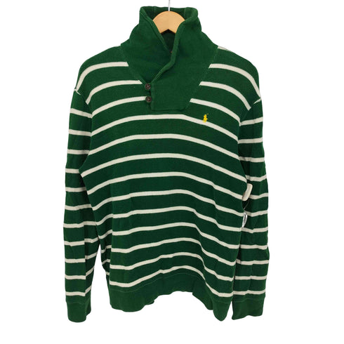 ポロラルフローレン POLO RALPH LAUREN ポニー 刺繍 ショールカラー ボーダー コットン ニット セーター メンズ import:XL