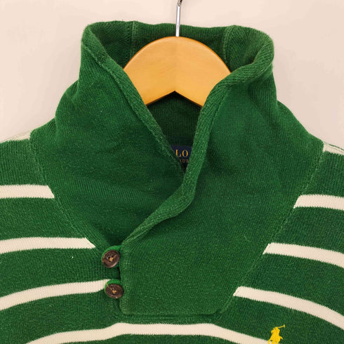 ポロラルフローレン POLO RALPH LAUREN ポニー 刺繍 ショールカラー ボーダー コットン ニット セーター メンズ import:XL