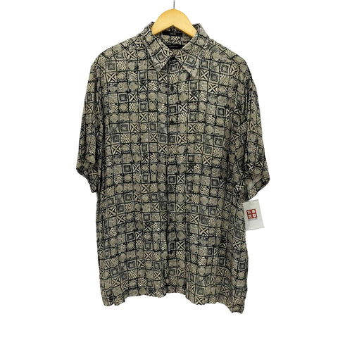 クレイボーン Claiborne 100% SILK シルク 総柄 S/S レギュラーカラー シャツ メンズ import:XL