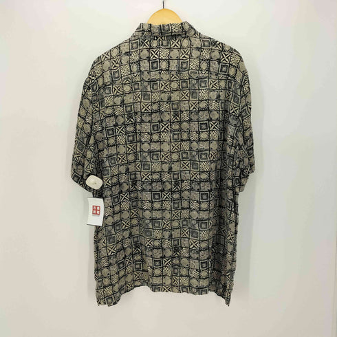クレイボーン Claiborne 100% SILK シルク 総柄 S/S レギュラーカラー シャツ メンズ import:XL
