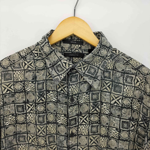 クレイボーン Claiborne 100% SILK シルク 総柄 S/S レギュラーカラー シャツ メンズ import:XL