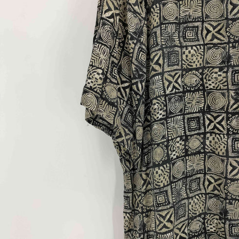 クレイボーン Claiborne 100% SILK シルク 総柄 S/S レギュラーカラー シャツ メンズ import:XL