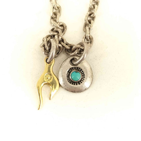 AG FACTORY あるじゃん Silver Necklace (M) K18 ターコイズ コンビトップ ネックレス メンズ