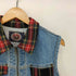 PARIS BLUES ORIGINALS USA製 チェック 切り替え デニム コルセット ジップアップ ベスト レディース import:M