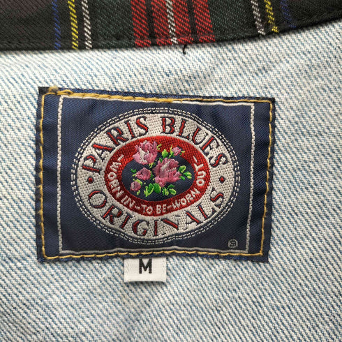 PARIS BLUES ORIGINALS USA製 チェック 切り替え デニム コルセット ジップアップ ベスト レディース import:M