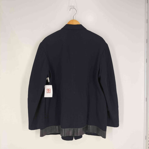 ヨウジヤマモトプールオム Yohji Yamamoto POUR HOMME 90S 丸文字タグ 4釦革貼りジャケット テーラードジャケット ウールギャバジン メンズ JPN:S