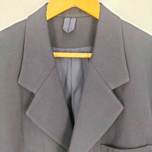 ヨウジヤマモトプールオム Yohji Yamamoto POUR HOMME 90S 丸文字タグ 4釦革貼りジャケット テーラードジャケット ウールギャバジン メンズ JPN:S