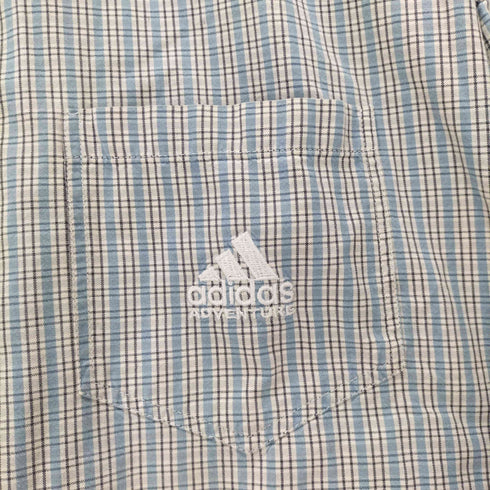 アディダス adidas 90-00S パフォーマンスロゴ レギュラーカラーS/S チェックシャツ メンズ import:XL