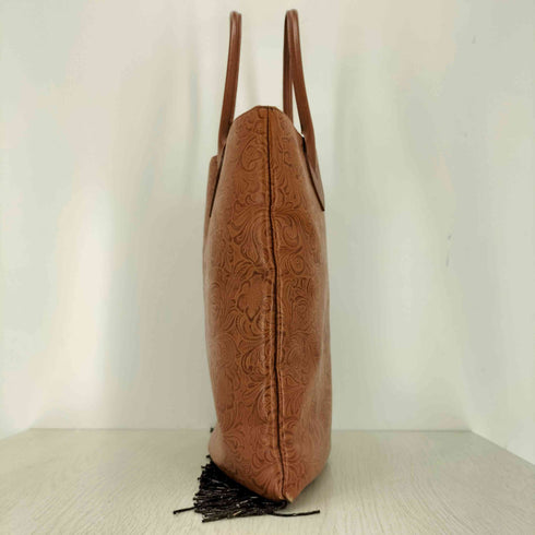 トリココムデギャルソン tricot COMME des GARCONS 花柄レザーフリンジバッグ レディース