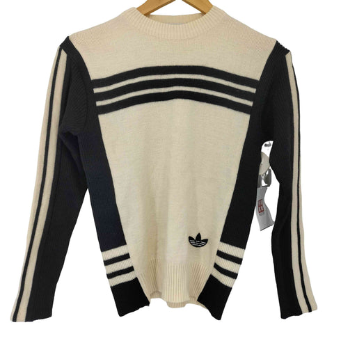 アディダス adidas デサント製 ワンポイントロゴ クルーネックウールニット レディース M