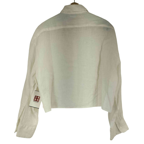 ザラ ZARA White Linen Pocket Cropped Shirt レディース S