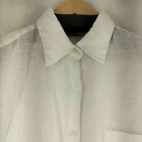 ザラ ZARA White Linen Pocket Cropped Shirt レディース S