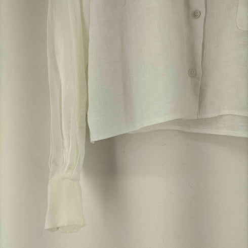 ザラ ZARA White Linen Pocket Cropped Shirt レディース S