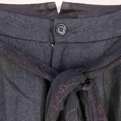 パドカレ pas de calais 2タック ウール スカーフベルト スラックスパンツ レディース JPN:38