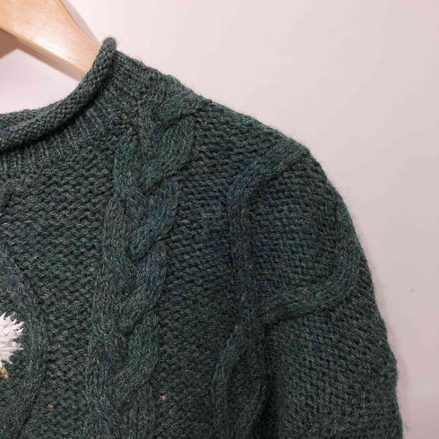 ACORN PURE NEW WOOL 花刺繍 ネップ ケーブル ニット メンズ import:S