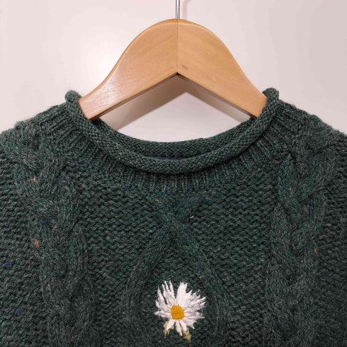 ACORN PURE NEW WOOL 花刺繍 ネップ ケーブル ニット メンズ import:S