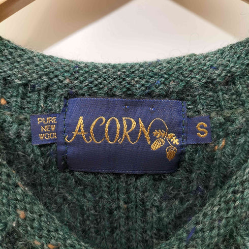 ACORN PURE NEW WOOL 花刺繍 ネップ ケーブル ニット メンズ import:S