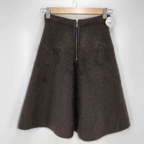 ルイヴィトン LOUIS VUITTON イタリア製 レザー切替 カシミヤ混 ウールフレアスカート レディース JPN:XS