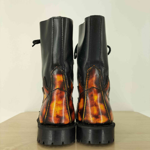 Underground Shoes England 80S ファイアー プリント 10ホール ブーツ レディース 4