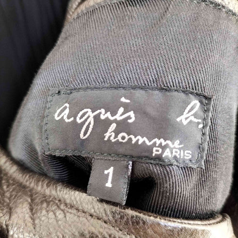 アニエスベーオム Agnes b.homme 90s 3ポケット レザー ハーフコート ジャケット メンズ 1