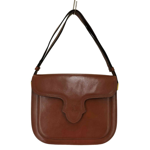 イヴサンローラン Yves Saint Laurent YSL ロゴ 型押し レザーショルダーバッグ レディース
