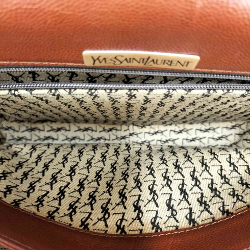 イヴサンローラン Yves Saint Laurent YSL ロゴ 型押し レザーショルダーバッグ レディース