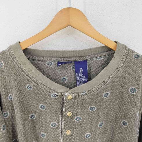 ピューリタン PURITAN 小紋柄 ヘンリーネックTシャツ メンズ 3X