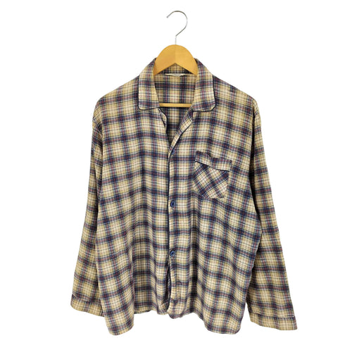 シアーズ Sears 70-80s PERMA-PREST 開襟 チェック パジャマシャツ メンズ import:L