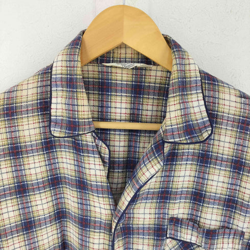 シアーズ Sears 70-80s PERMA-PREST 開襟 チェック パジャマシャツ メンズ import:L
