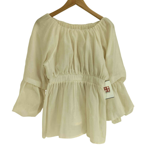 ナチュラルビューティーベーシック NATURAL BEAUTY BASIC 24SS シアーギャザーペプラムブラウス レディース import:M