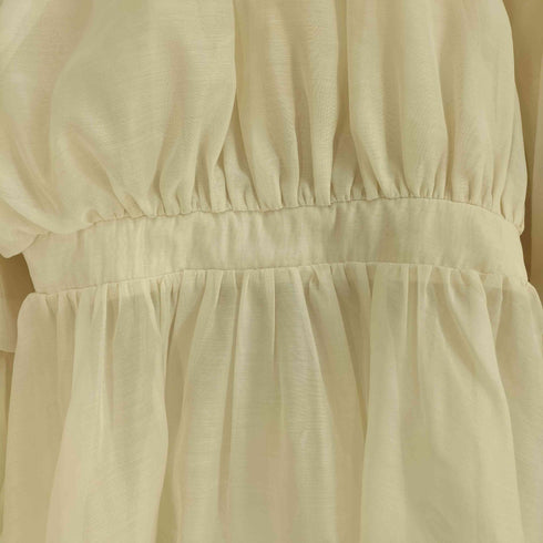 ナチュラルビューティーベーシック NATURAL BEAUTY BASIC 24SS シアーギャザーペプラムブラウス レディース import:M