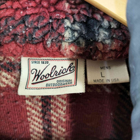 ウールリッチ WOOLRICH 90s USA製 フリース チェック ジップアップジャケット メンズ import:L