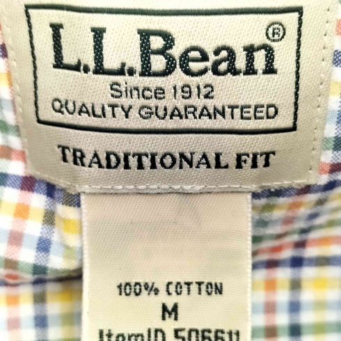 エルエルビーン L.L.Bean TRADITIONAL FIT マルチカラー チェック シアサッカー ボタンダウン 半袖シャツ メンズ import:M