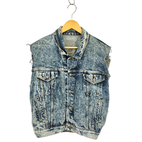 リーバイス Levis 80s USA製 白タブ 3rd型 ケミカルウォッシュ デニムベスト メンズ S
