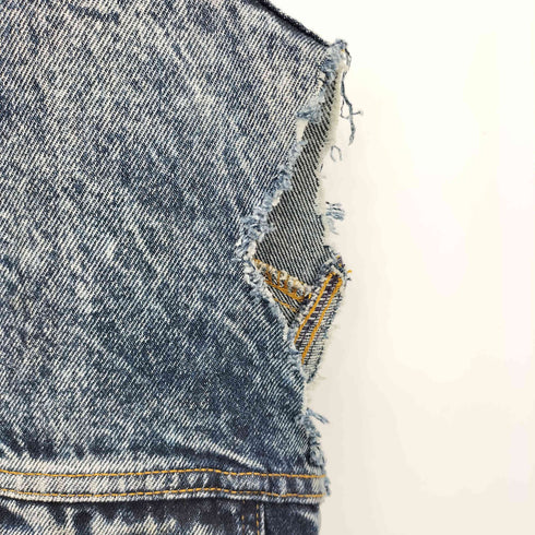 リーバイス Levis 80s USA製 白タブ 3rd型 ケミカルウォッシュ デニムベスト メンズ S