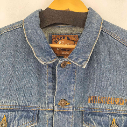 ハードロックカフェ Hard Rock Cafe ロゴ刺繍 デニムジャケット メンズ XL