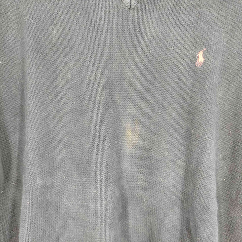 ポロバイラルフローレン Polo by RALPH LAUREN スモールポニー刺繍 Vネック ハイゲージ コットンニット メンズ import:L