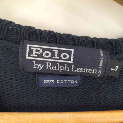 ポロバイラルフローレン Polo by RALPH LAUREN スモールポニー刺繍 Vネック ハイゲージ コットンニット メンズ import:L