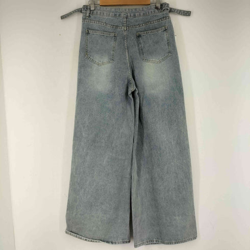ダメージ加工 ワイドデニムパンツ レディース