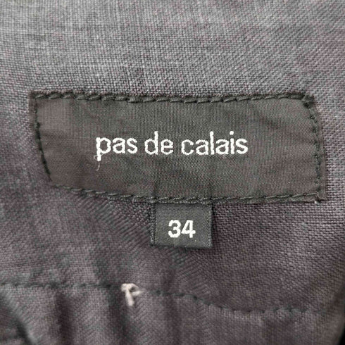 パドカレ pas de calais 巻きデザインストライプリネンパンツ レディース JPN:34