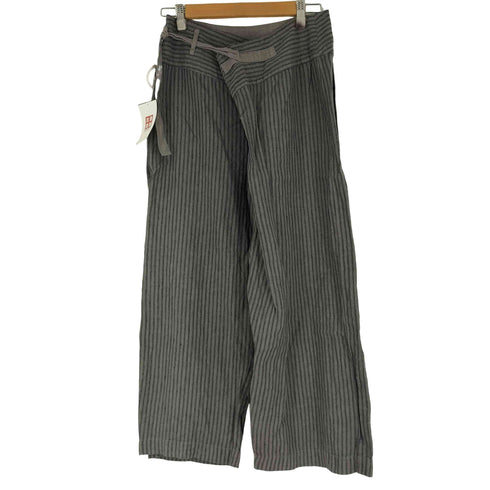 パドカレ pas de calais 巻きデザインストライプリネンパンツ レディース JPN:34