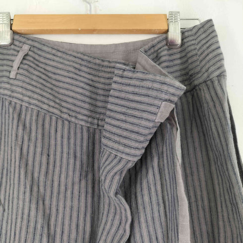 パドカレ pas de calais 巻きデザインストライプリネンパンツ レディース JPN:34
